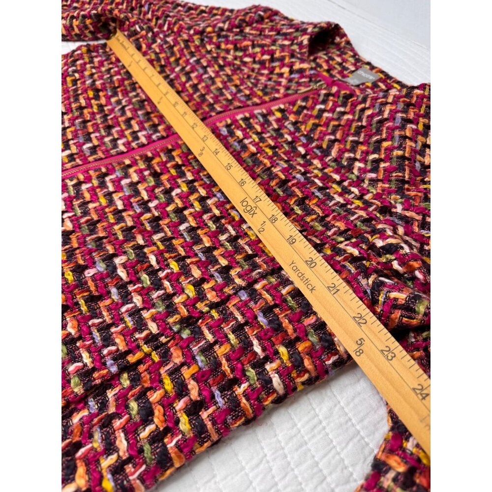 Chico's Multicolored Tweed Classic Zip-Front Jacket SZ 3P Career Office - Picture 13 of 15